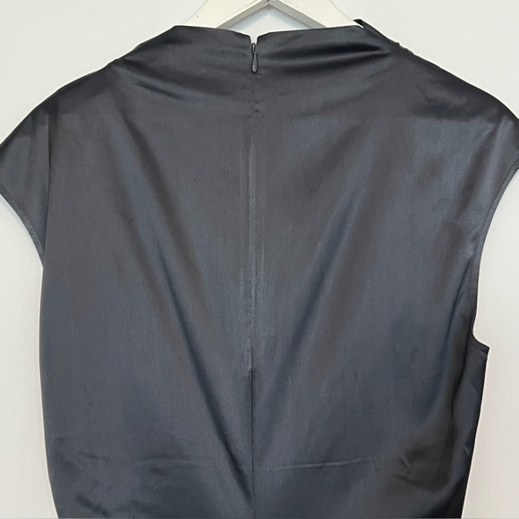 & Other Stories Fitted Twist Seam Midi Satin Dress Slate Gray US 8 - Picture 5 of 9